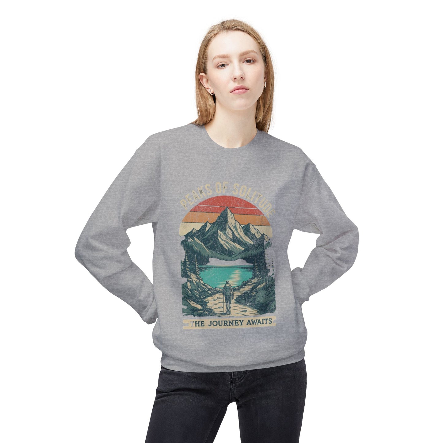 Peaks of Solitude Unisex Midweight Softstyle Fleece Crewneck Sweatshirt - StyleMZ