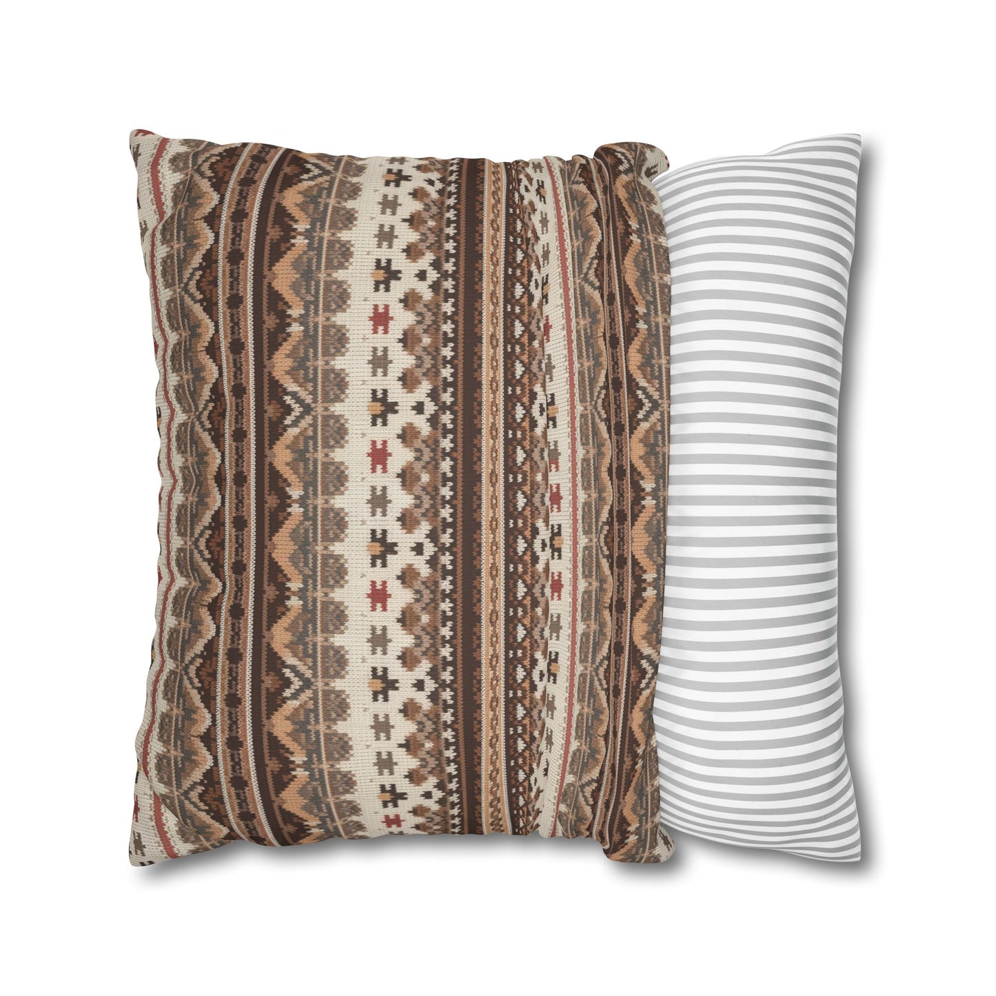 Warm Nordic Knit  Faux Suede Square Pillowcase - StyleMZ