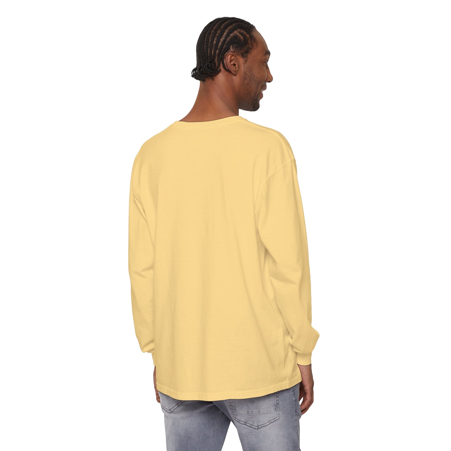 Korea -  Keep smiling Unisex Garment-dyed Long Sleeve T-Shirt  - StyleMZ