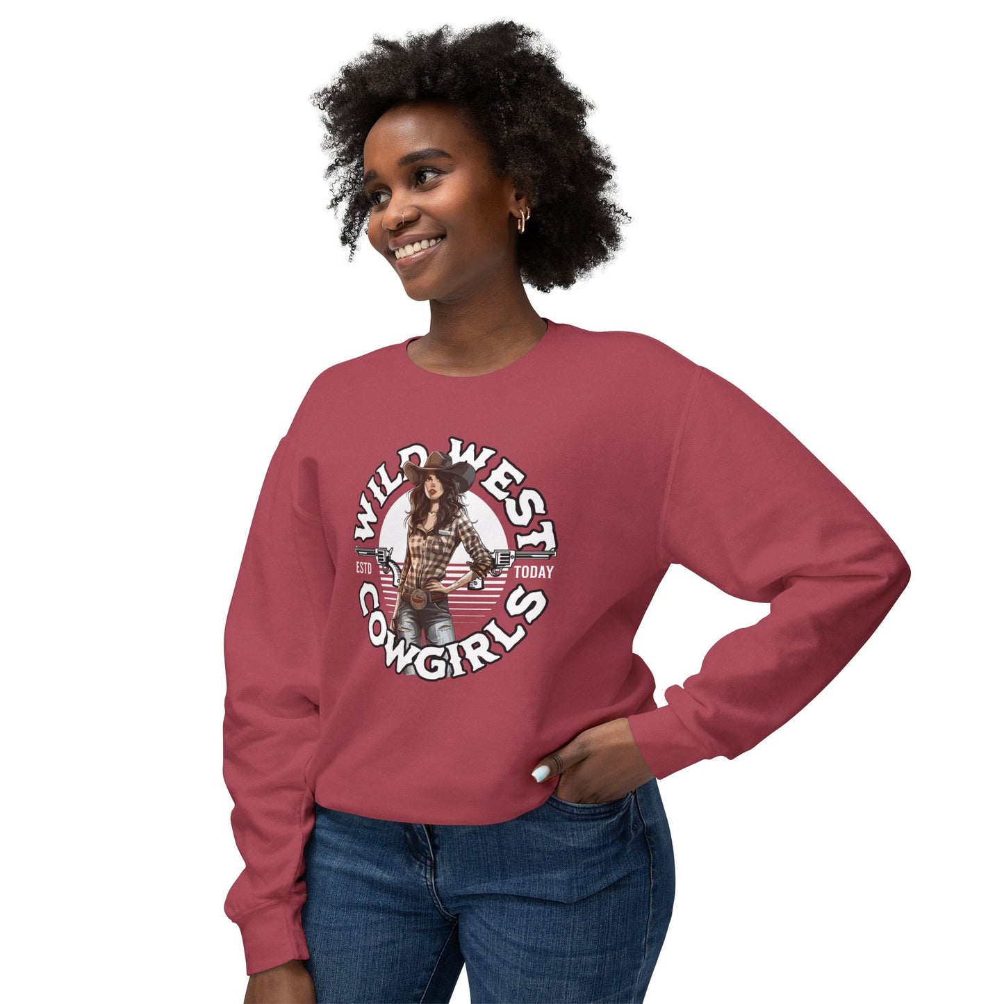 Wild West Cowgirls Unisex Lightweight Crewneck Sweatshirt  - StyleMZ