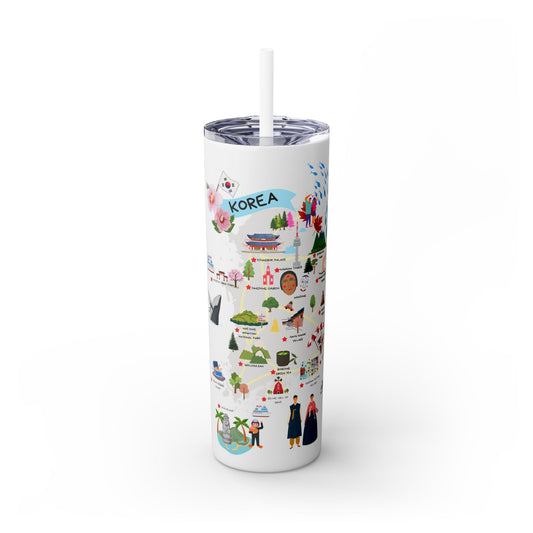 Korea Travel Map Skinny Tumbler with Straw, 20oz - StyleMZ - Stylemz