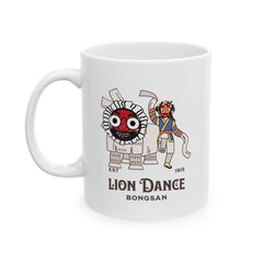 Taza de cerámica con la danza del león de Corea (11 oz, 15 oz) - StyleMZ 