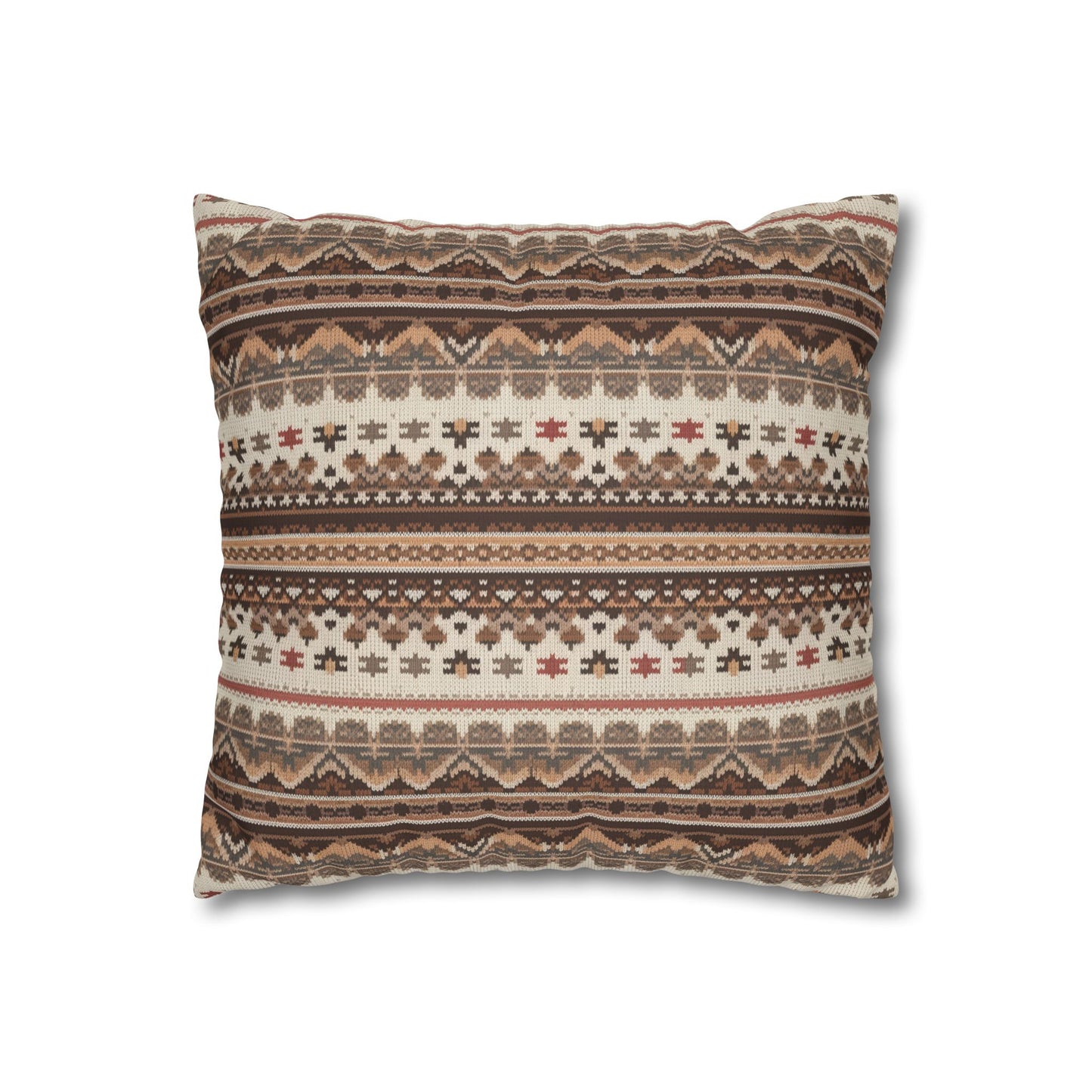 Warm Nordic Knit  Faux Suede Square Pillowcase - StyleMZ