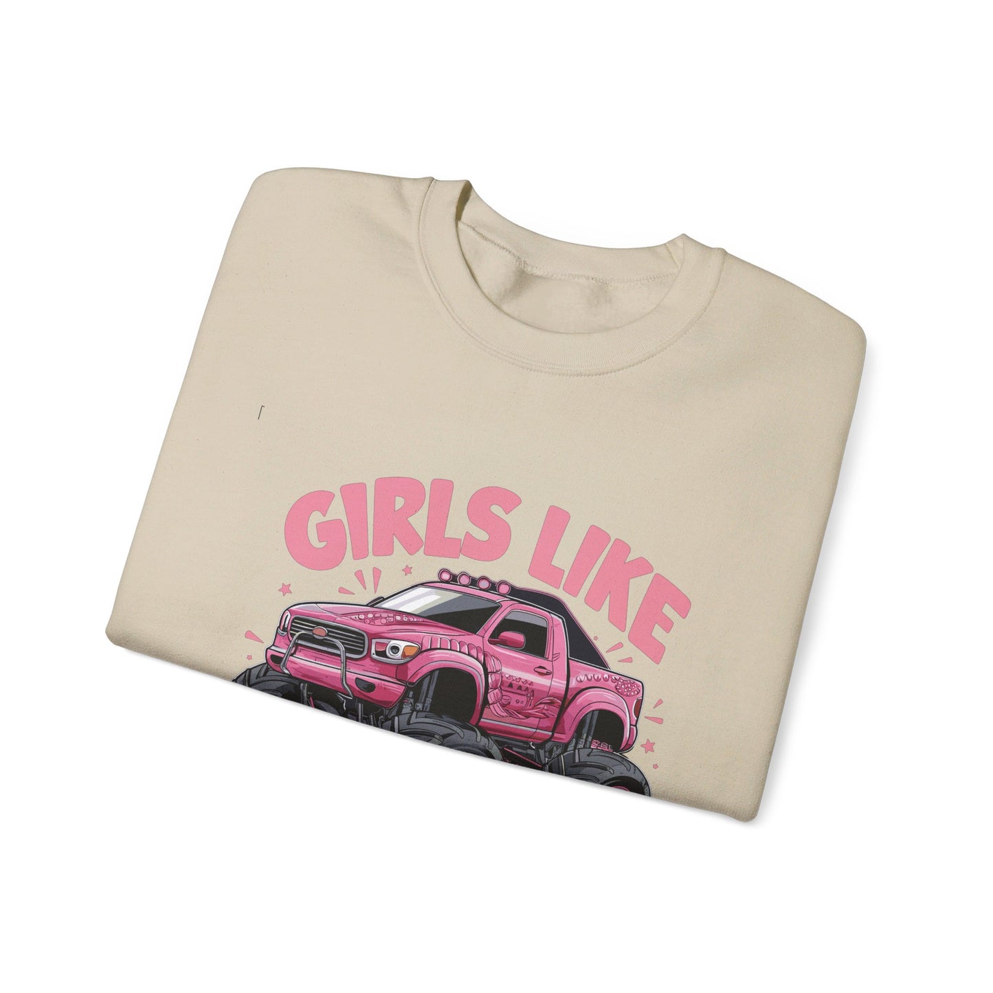 Korea -  Girls like monster trucks Unisex Heavy Blend™ Crewneck Sweatshirt  - StyleMZ