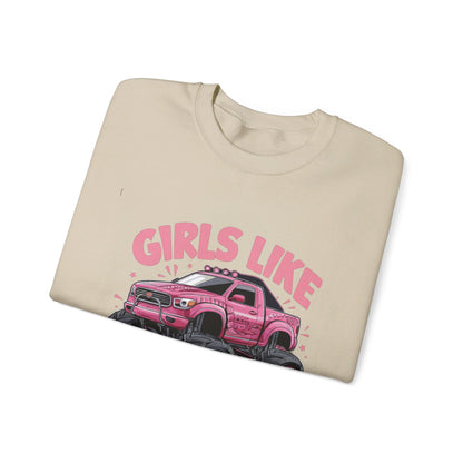 Korea - Girls like monster trucks Unisex Heavy Blend™ Crewneck Sweatshirt - StyleMZ - Stylemz