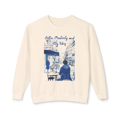 Coffee, Creativity, and City Vibes Unisex Lightweight Crewneck Sweatshirt - StyleMZ