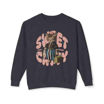 Korea -  Sweet Catty Unisex Lightweight Crewneck Sweatshirt  - StyleMZ