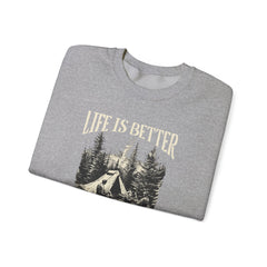 Sudadera unisex con cuello redondo y mezcla pesada Life is better - Corea - StyleMZ 