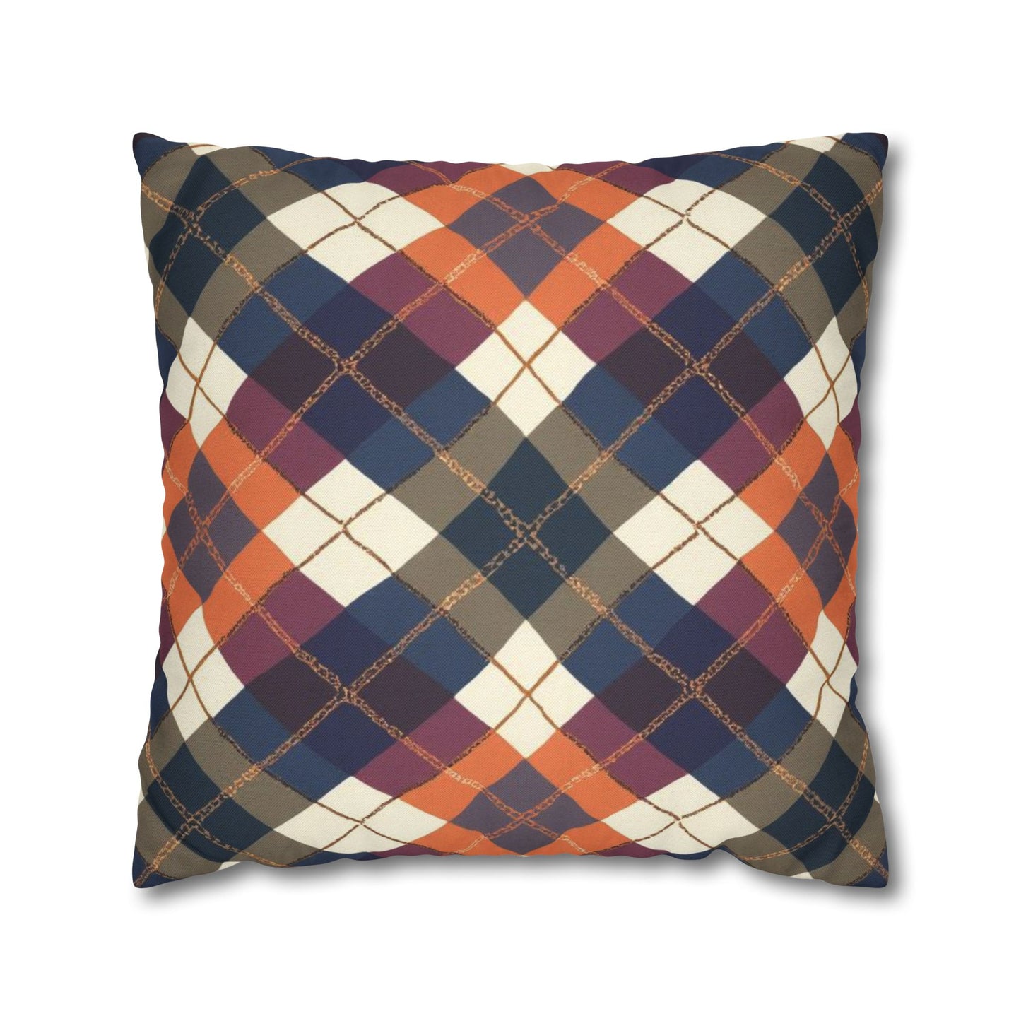 Warm Harvest Argyle Spun Polyester Square Pillowcase - StyleMZ