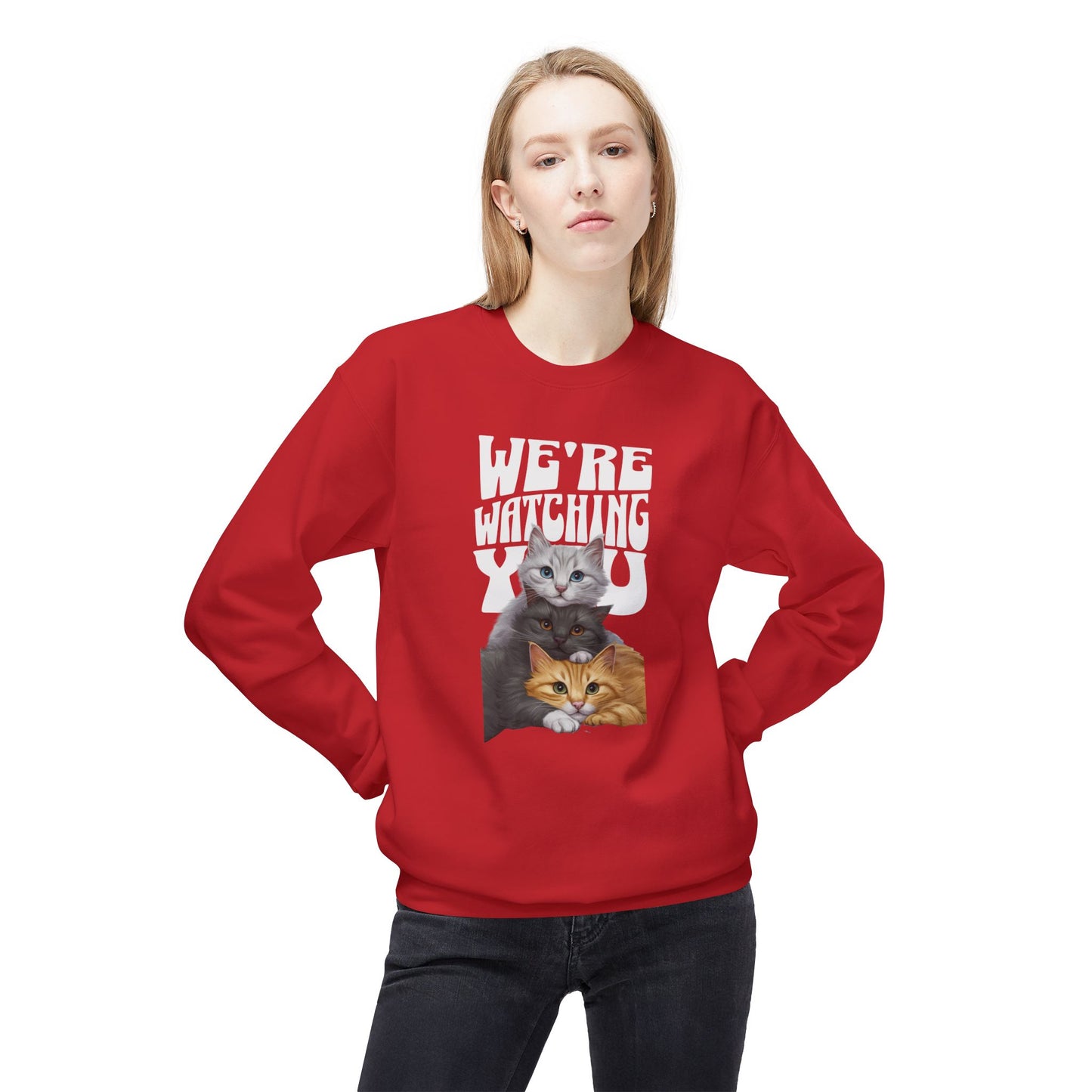 Korea -  We're watching you Unisex Midweight Softstyle Fleece Crewneck Sweatshirt  - StyleMZ