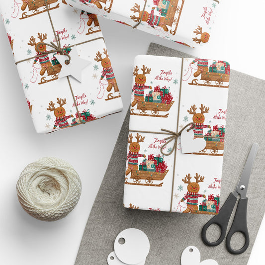 StyleMZ -  The Gingerbread Man's Love for Sleds Wrapping Papers  - StyleMZ