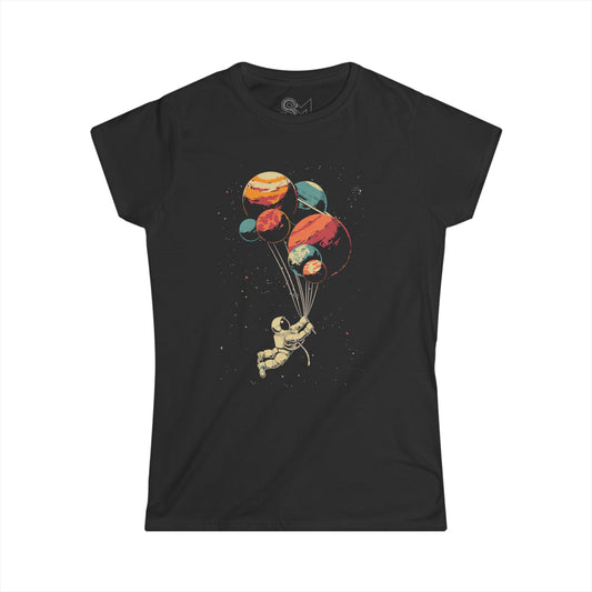 Astronaut and balloon Women's Softstyle Tee - StyleMZ - Stylemz