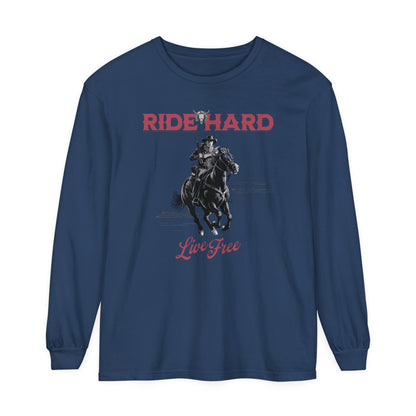 Ride hard Unisex Garment-dyed Long Sleeve T-Shirt - StyleMZ