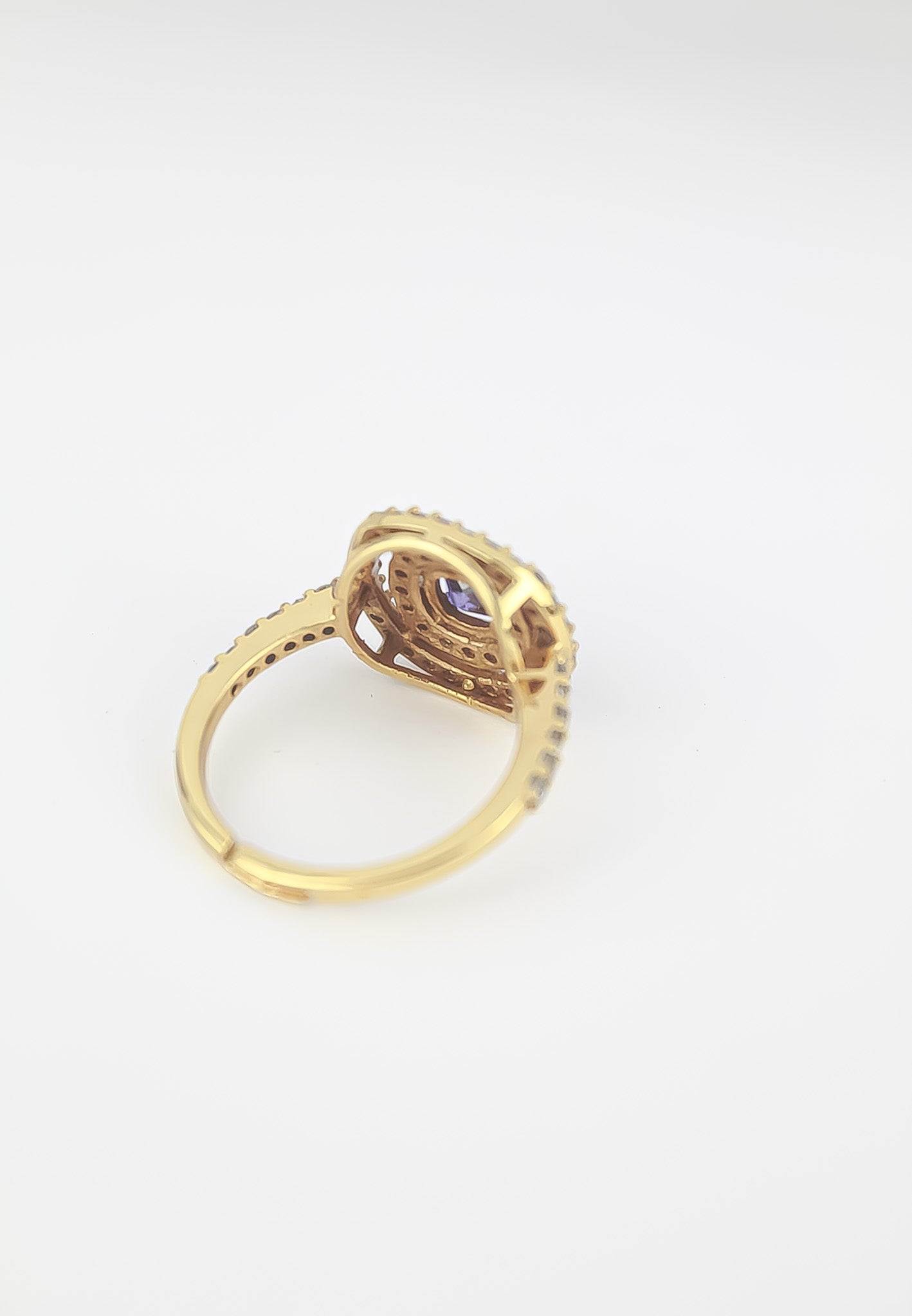 Elegant Golden Maldives Ring with Zirconia Stones