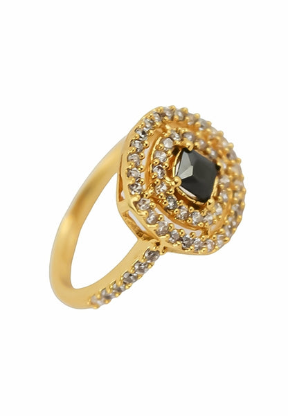 Elegant Golden Maldives Ring with Zirconia Stones