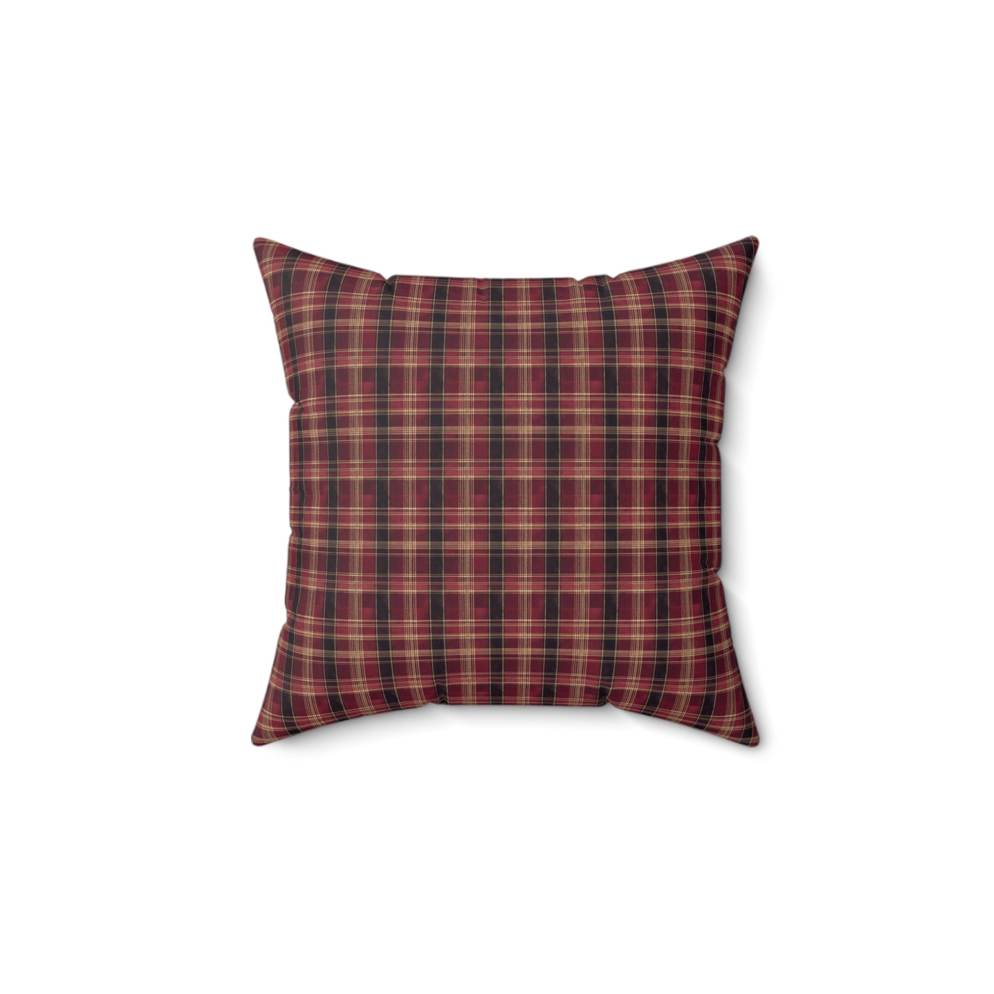 StyleMZ -  Red hues plaid Spun Polyester Square Pillow  - StyleMZ