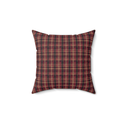 StyleMZ -  Red hues plaid Spun Polyester Square Pillow  - StyleMZ