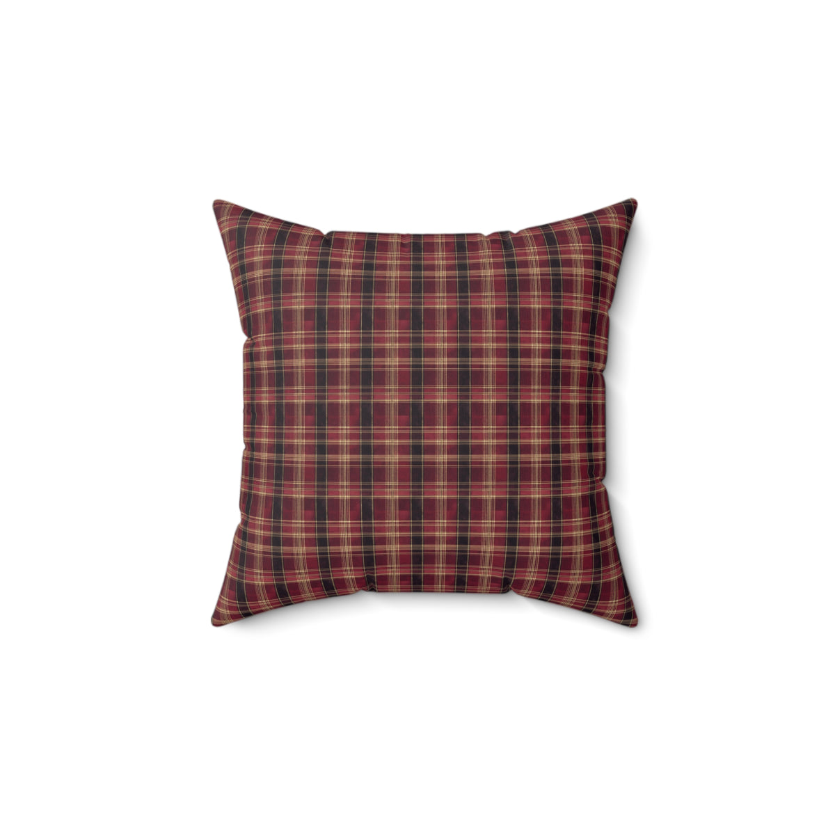 StyleMZ -  Red hues plaid Spun Polyester Square Pillow  - StyleMZ