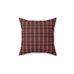 StyleMZ -  Red hues plaid Spun Polyester Square Pillow  - StyleMZ