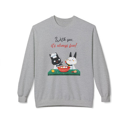 Korea -  With you it's always fun Unisex Midweight Softstyle Fleece Crewneck Sweatshirt  - StyleMZ