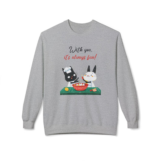 Korea - With you it's always fun Unisex Midweight Softstyle Fleece Crewneck Sweatshirt - StyleMZ - Stylemz