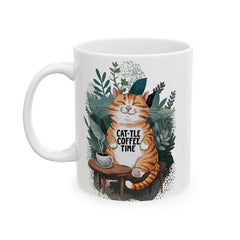 Taza de cerámica con diseño de gato y café de Corea (11 oz, 15 oz) - StyleMZ 