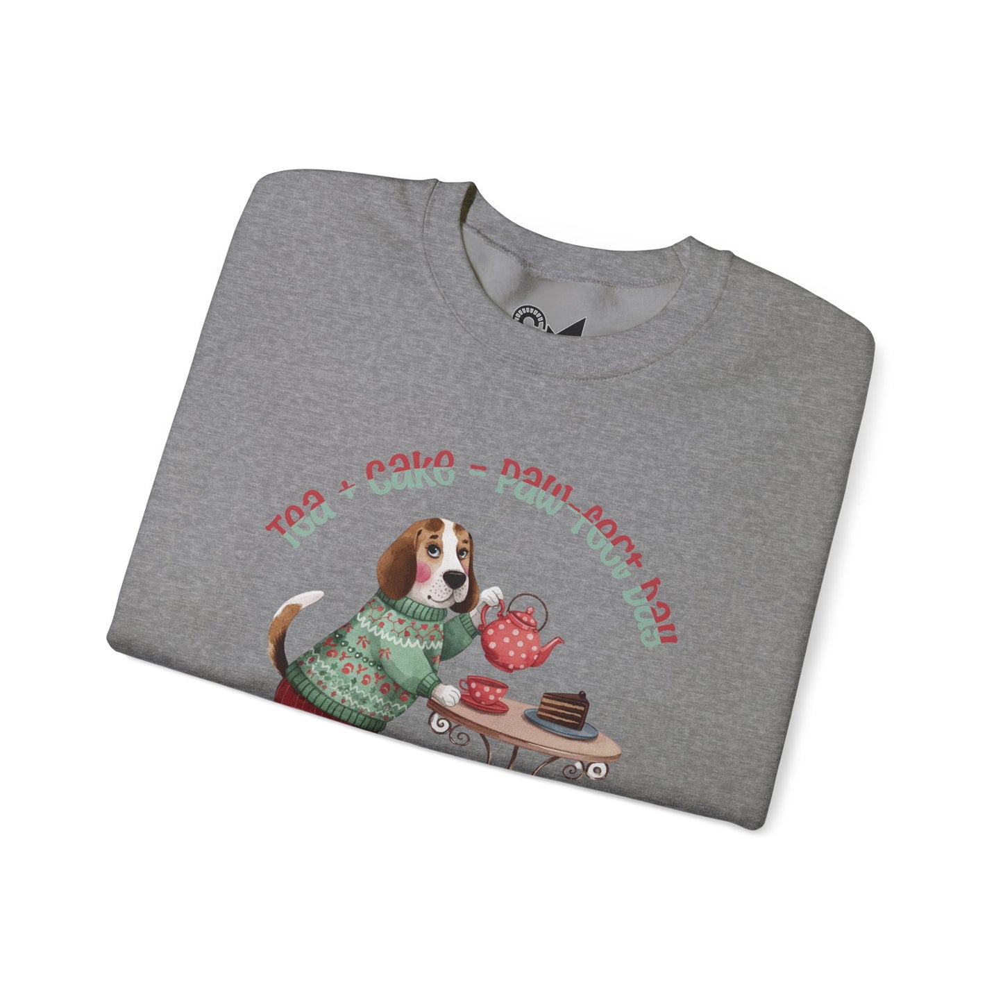 Tea + Cake = Paw-fect Day Unisex Heavy Blend™ Crewneck Sweatshirt - StyleMZ