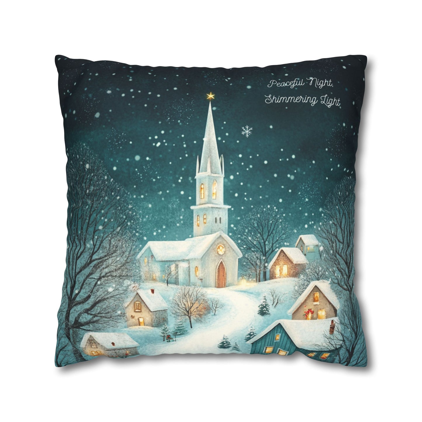 Peaceful night shimmering light Faux Suede Square Pillowcase - StyleMZ