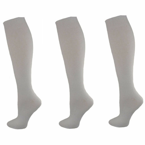 Classic Flat Knit Combed Cotton Knee High Socks 3 Pair Pack