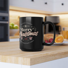 StyleMZ -  Merry Christmas Happy Vibes Black Mug (11oz, 15oz)  - StyleMZ