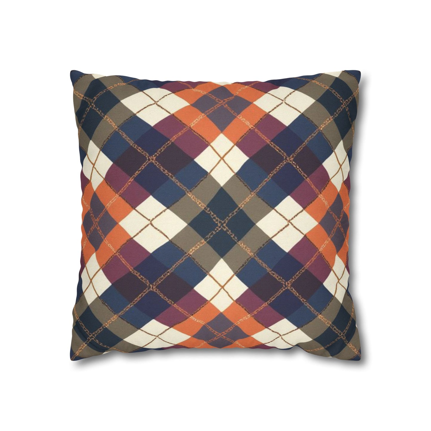 Warm Harvest Argyle Spun Polyester Square Pillowcase - StyleMZ