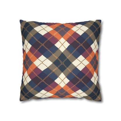 Warm Harvest Argyle Spun Polyester Square Pillowcase - StyleMZ