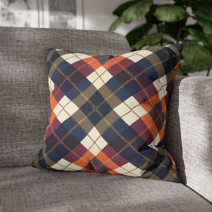 Warm Harvest Argyle Spun Polyester Square Pillowcase - StyleMZ