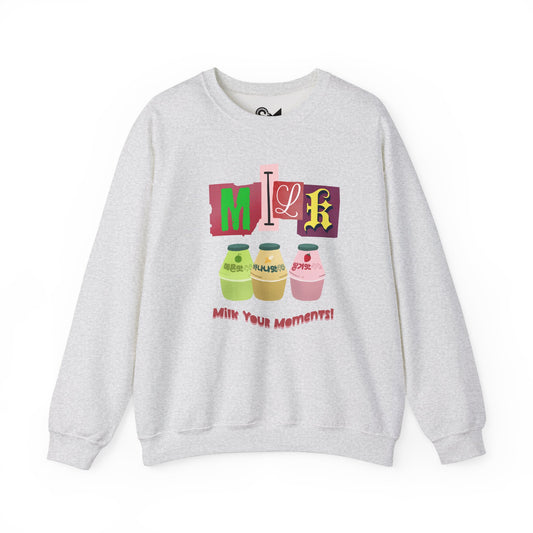 Milk your moment! Unisex Heavy Blend™ Crewneck Sweatshirt - StyleMZ - Stylemz