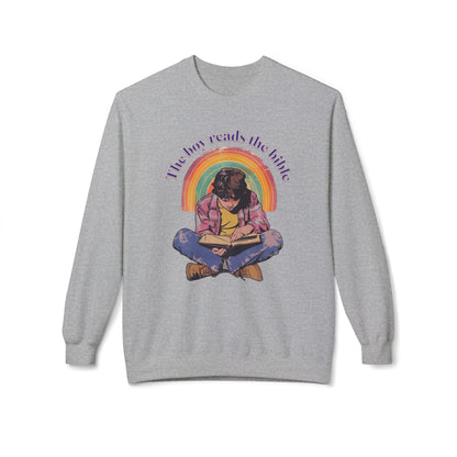 Korea -  The boy reads the bible Unisex Midweight Softstyle Fleece Crewneck Sweatshirt  - StyleMZ