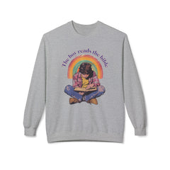 Corea - El niño lee la Biblia Sudadera unisex de cuello redondo de polar suave y de peso medio - StyleMZ 