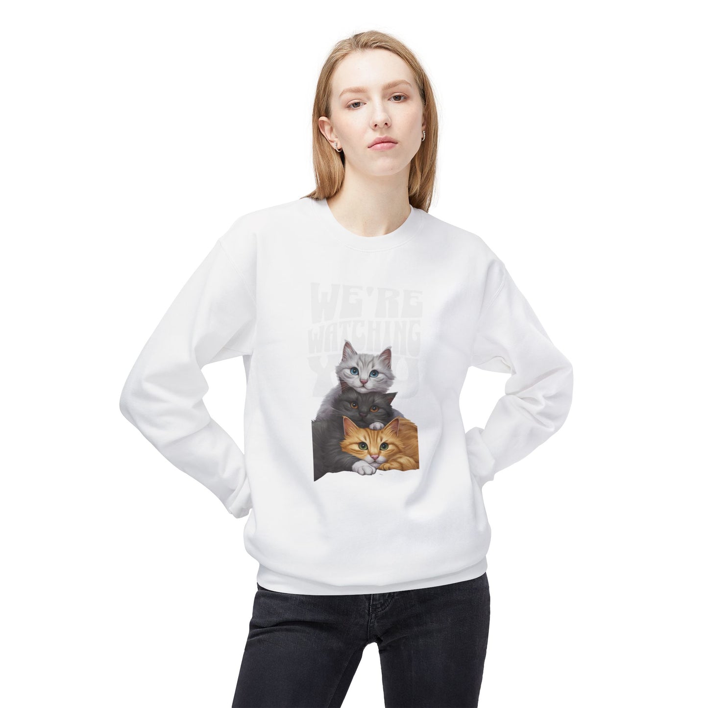 Korea -  We're watching you Unisex Midweight Softstyle Fleece Crewneck Sweatshirt  - StyleMZ