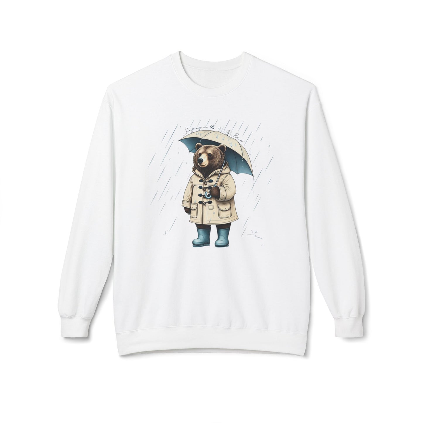 Korea -  Singing in the rain Unisex Midweight Softstyle Fleece Crewneck Sweatshirt  - StyleMZ