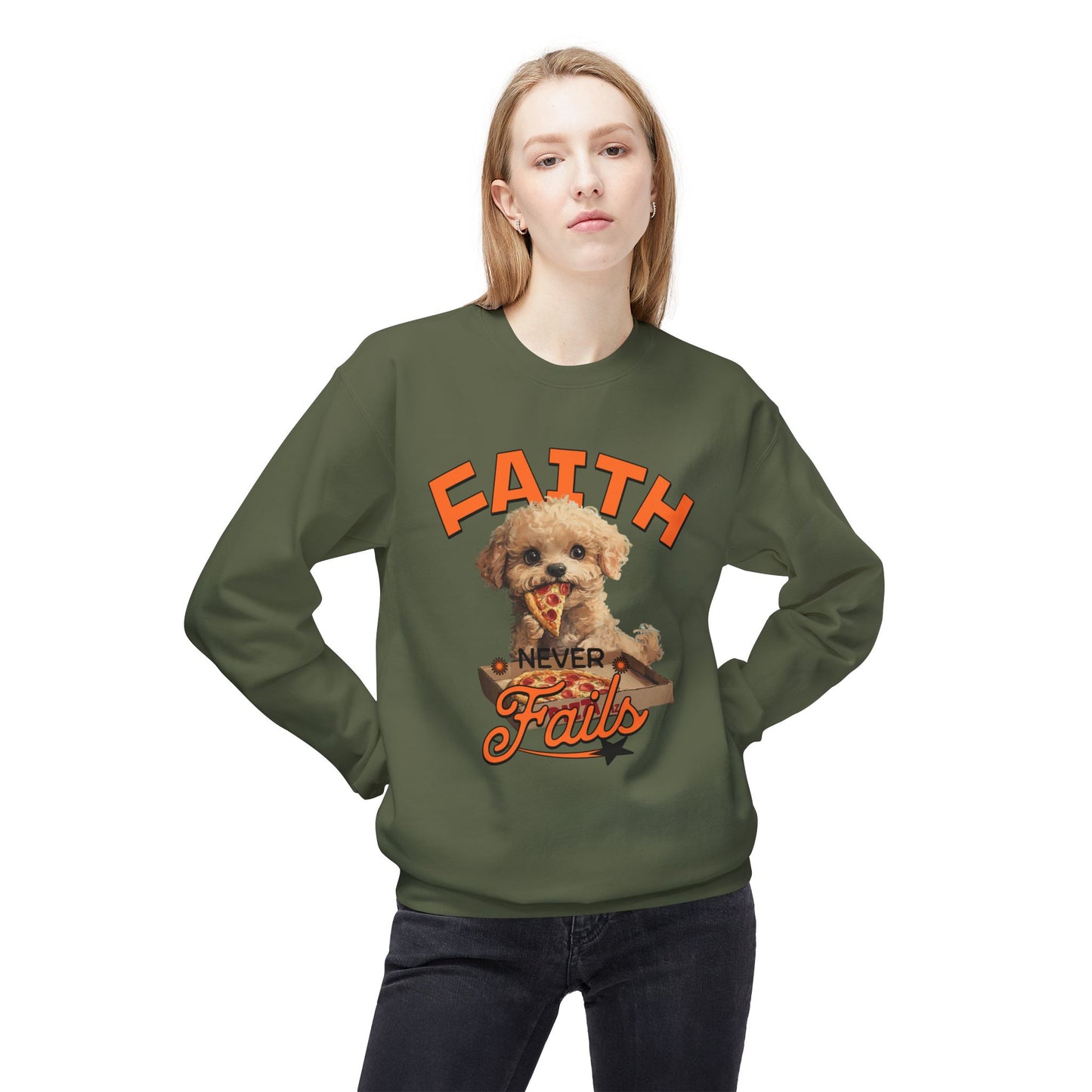 Korea -  Faith never fails Unisex Midweight Softstyle Fleece Crewneck Sweatshirt  - StyleMZ