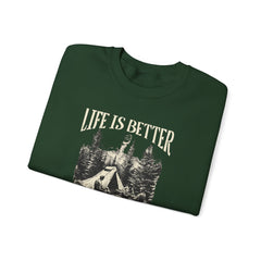 Sudadera unisex con cuello redondo y mezcla pesada Life is better - Corea - StyleMZ 