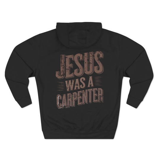 Sudadera con capucha de tres paneles de polar con el mensaje Jesús era carpintero - StyleMZ 