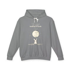 The rabbit looking at Earth from the moon Unisex Lightweight Hooded Sweatshirt  - Korea  - StyleMZ