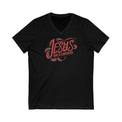 Korea -  Jesus was a carpenter Unisex Jersey Short Sleeve V-Neck Tee  - StyleMZ