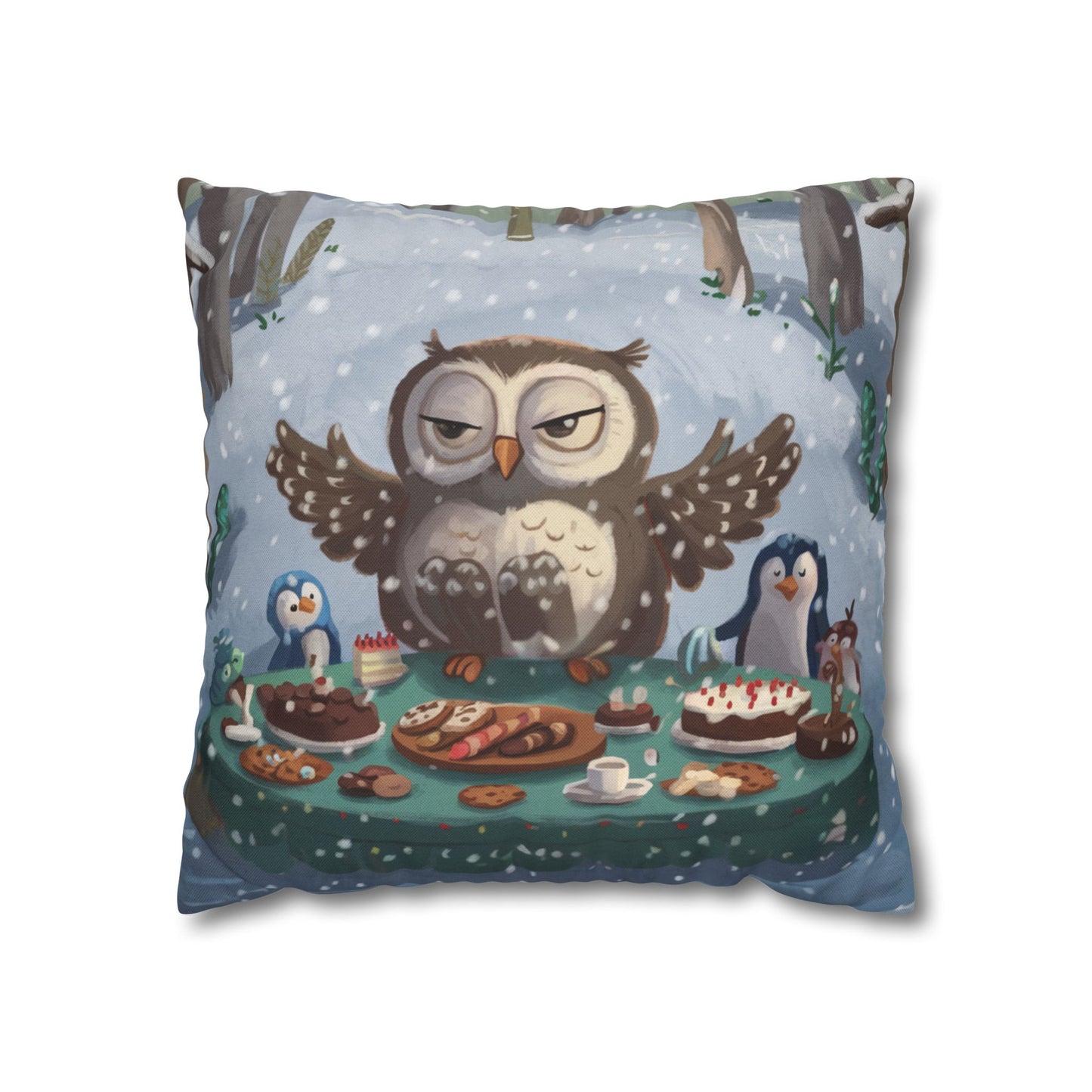 Winter Woodland Feast Spun Polyester Square Pillowcase - StyleMZ