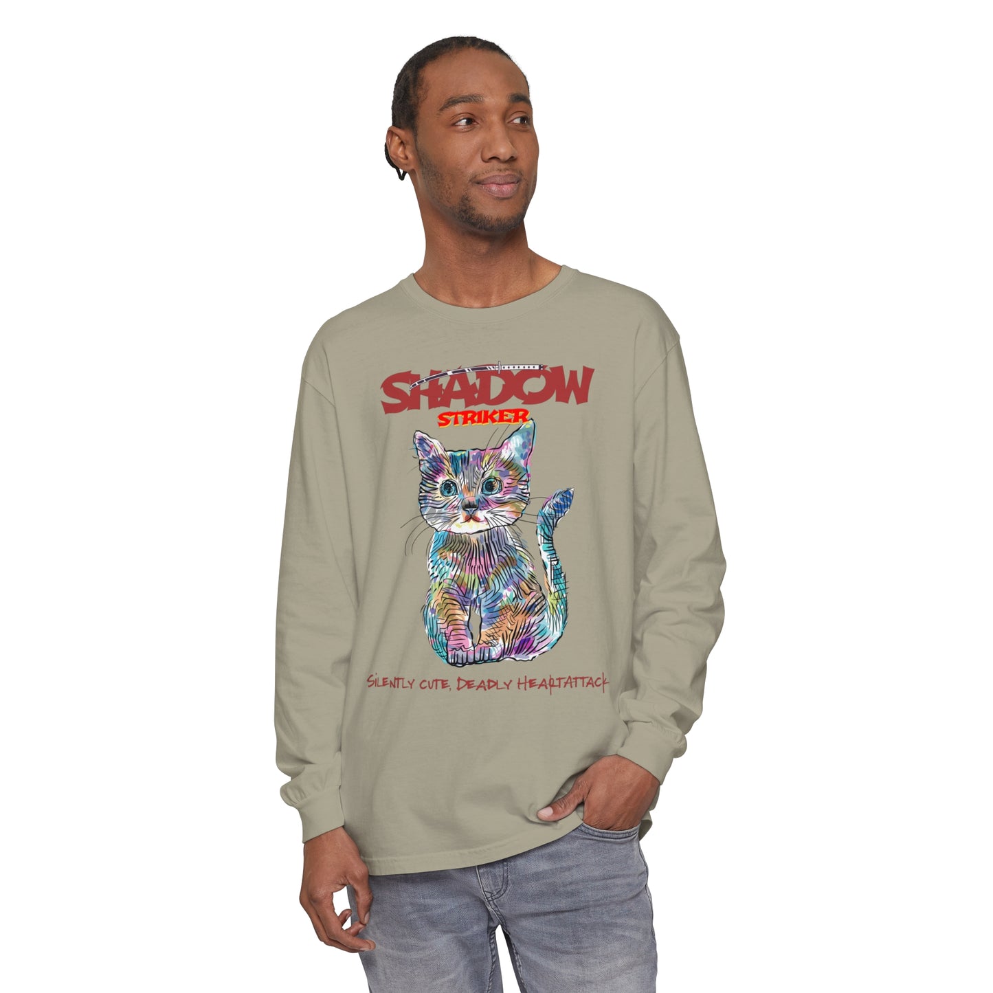 Korea -  Shadow Striker Unisex Garment-dyed Long Sleeve T-Shirt  - StyleMZ