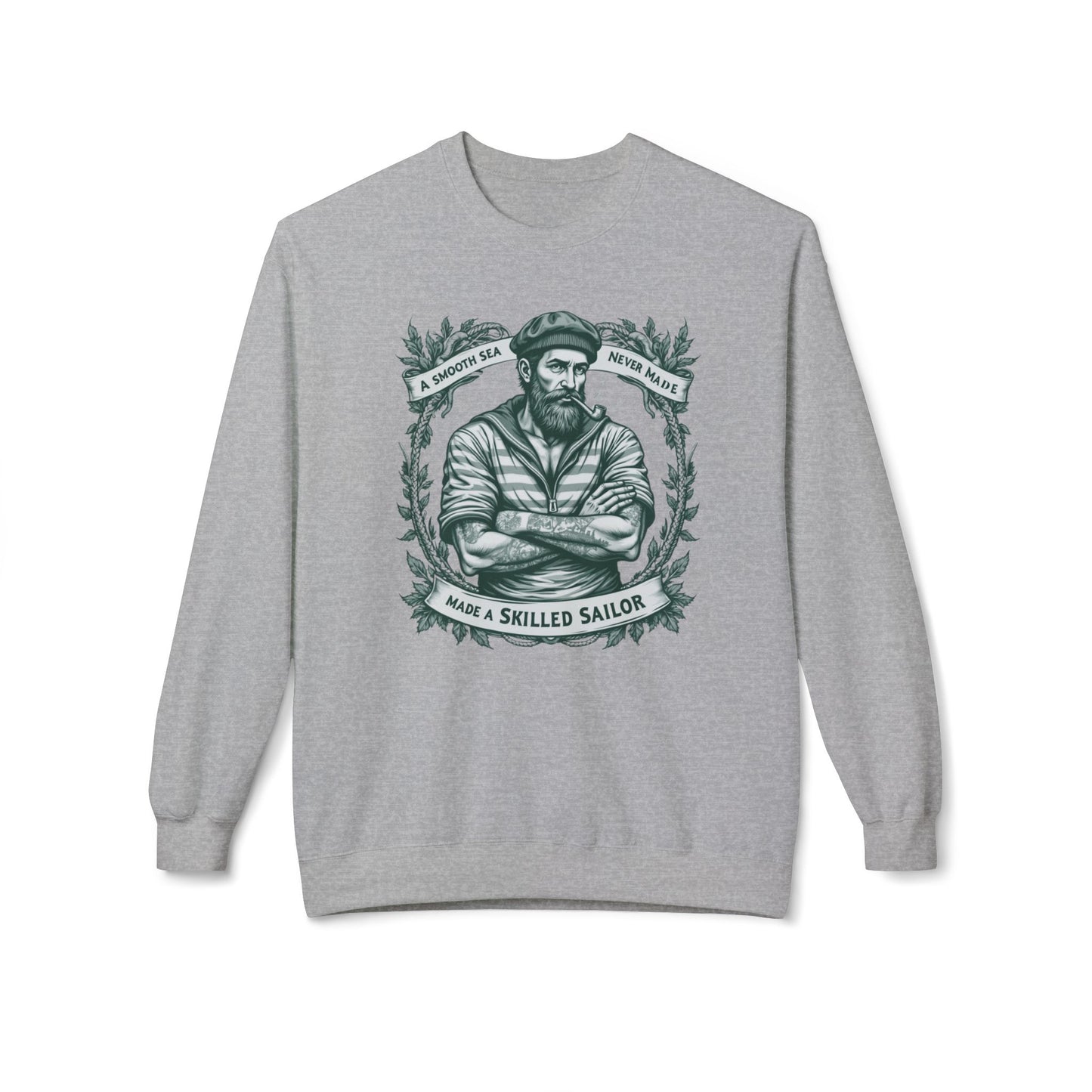 Korea -  A SMOOTH SEA NEVER MADE A SKILLED SAILOR. Unisex Midweight Softstyle Fleece Crewneck Sweatshirt  - StyleMZ