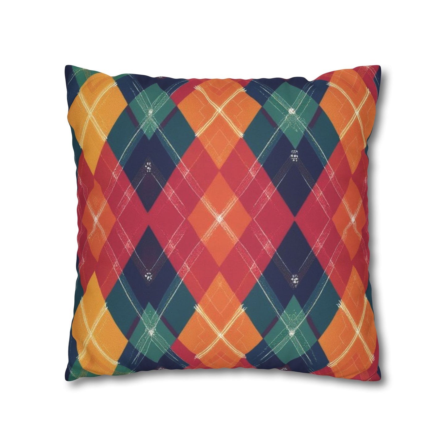 Festive Firelight Plaid Faux Suede Square Pillowcase - StyleMZ