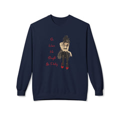 StyleMZ -  She Wears Her Strength Like Poetry Unisex Midweight Softstyle Fleece Crewneck Sweatshirt  - StyleMZ