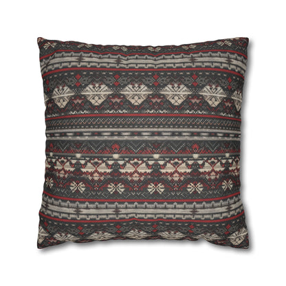 Nordic Knit Pattern Faux Suede Square Pillowcase - StyleMZ