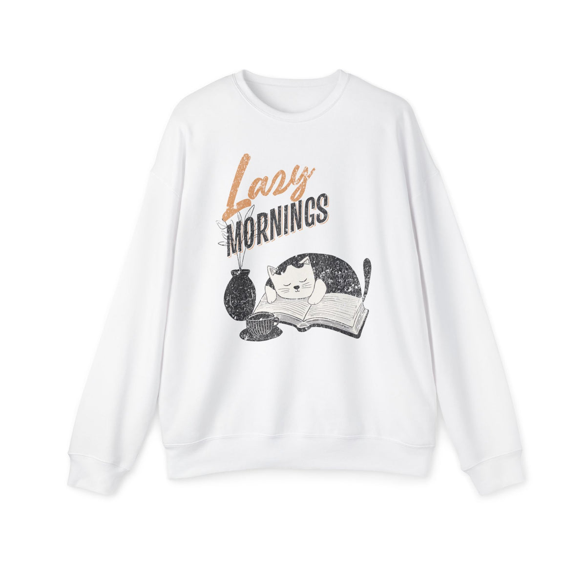 Korea -  Lazy mornings Unisex Drop Shoulder Sweatshirt  - StyleMZ